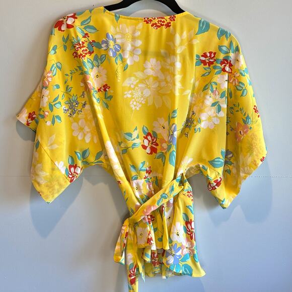 Anthro Yumi Kim Silk Floral Wrap Blouse - size Medium - Picture 5 of 6